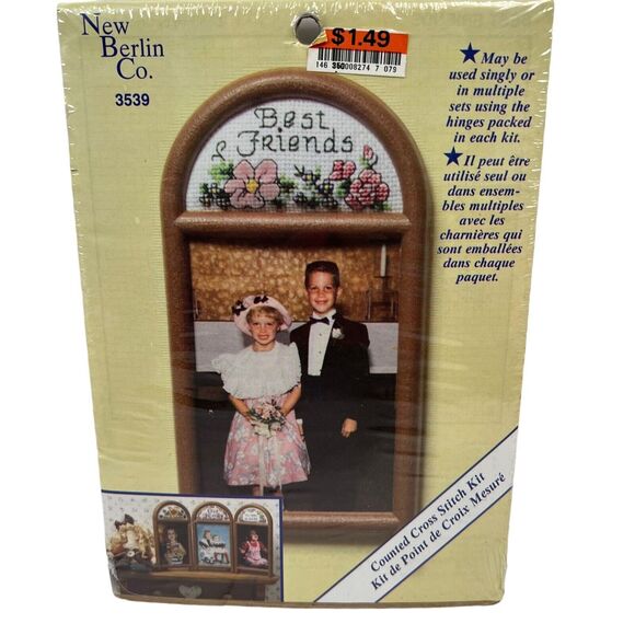 Best Friends Floral Counted Cross Stitch Kit Photo Frame New Berlin #3539 NEW - Picture 1 of 7